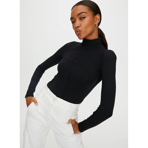 Aritzia WILFRED FREE Moon Pastel Tie Dye Velvet Cropped Turtleneck Top, Size XS - Picture 12 of 15